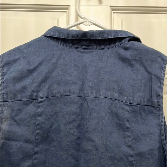J. Jill Navy 100% Linen Mother of Pearl Sleeveless Tank Top - Size XL - Picture 14 of 15